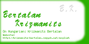 bertalan krizmanits business card